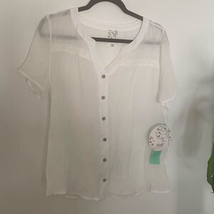 Naïf Petite sheer white blouse . Size PL